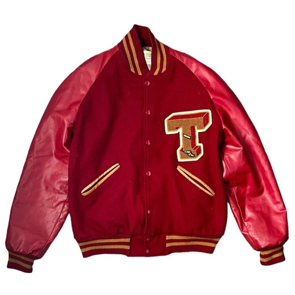 Howe Athletic Apparel Vintage Letter T Football Letterman Jacket Size 42